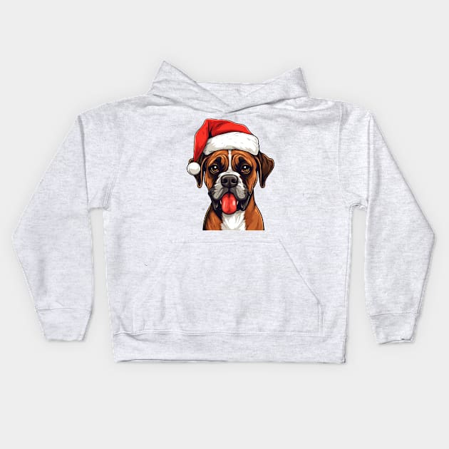 Boxer Dog Christmas Kids Hoodie by MZeeDesigns